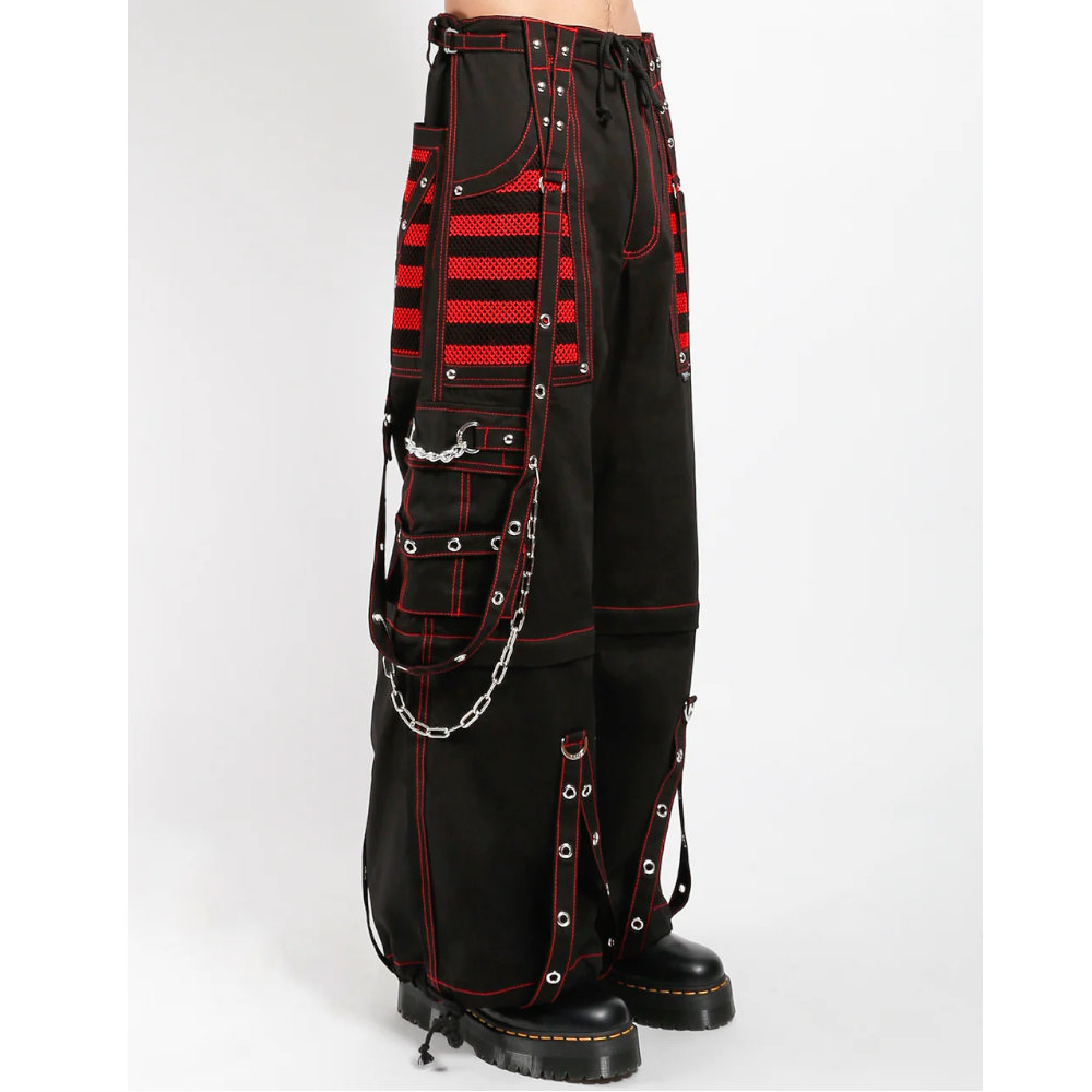 Tripp NYC - Electro Pantalon large - Fermeture éclair - Noir/Rouge